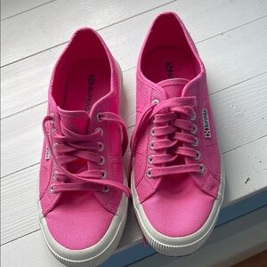 Superga Pink Canvas Sneakers with White Sole